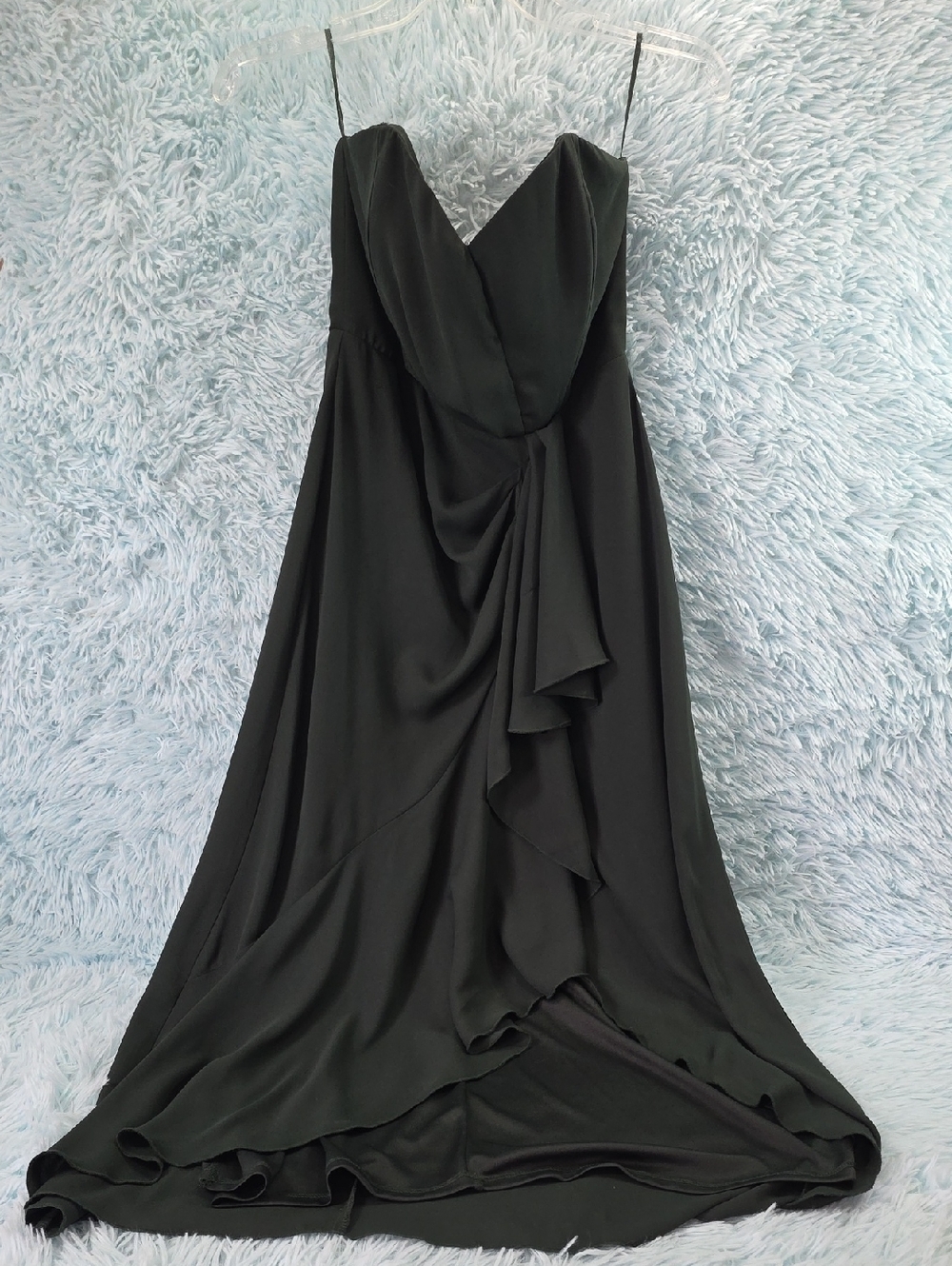 ASOS Hunter Green Strapless Draped Chiffon Maxi Evening Gown Dress Size 8